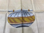 Pastel Hand Painted Madhubani Tussar Silk Unstitched Blouse Fabric ( 1 Mtr ) - Luxurion World