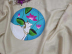 Pastel Hand Painted Pure Moonga Silk Pichwai Blouse Fabric (1 Mtr) - Luxurion World