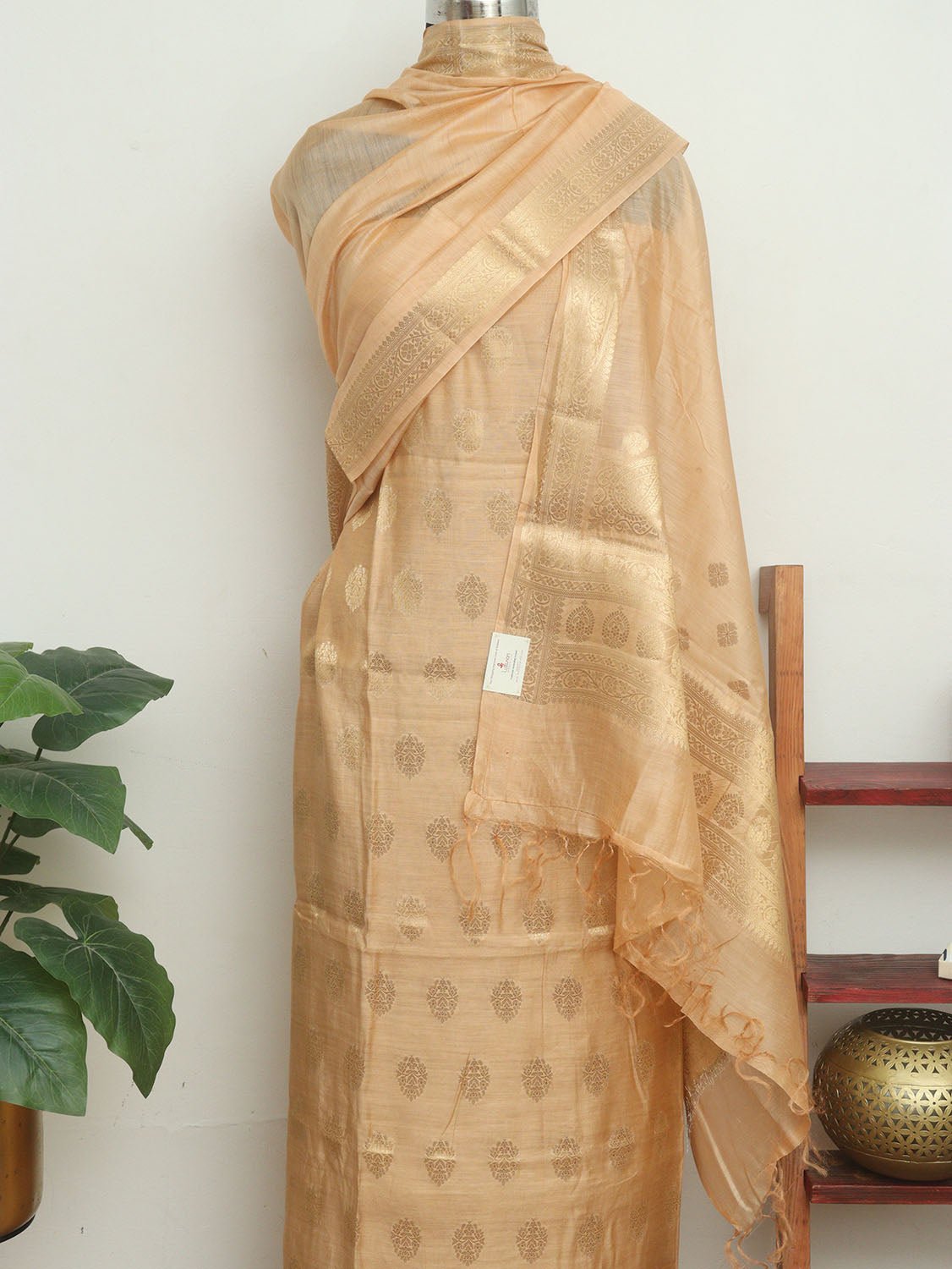 Pastel Handloom Banarasi Chanderi Silk Three Piece Unstitched Suit Set