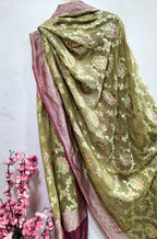 Pastel Handloom Banarasi Pure Georgette Brush Dye Dupatta - Luxurion World