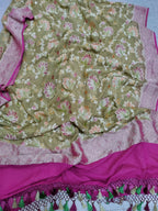 Pastel Handloom Banarasi Pure Georgette Brush Dye Dupatta - Luxurion World