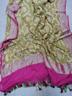 Pastel Handloom Banarasi Pure Georgette Brush Dye Dupatta - Luxurion World