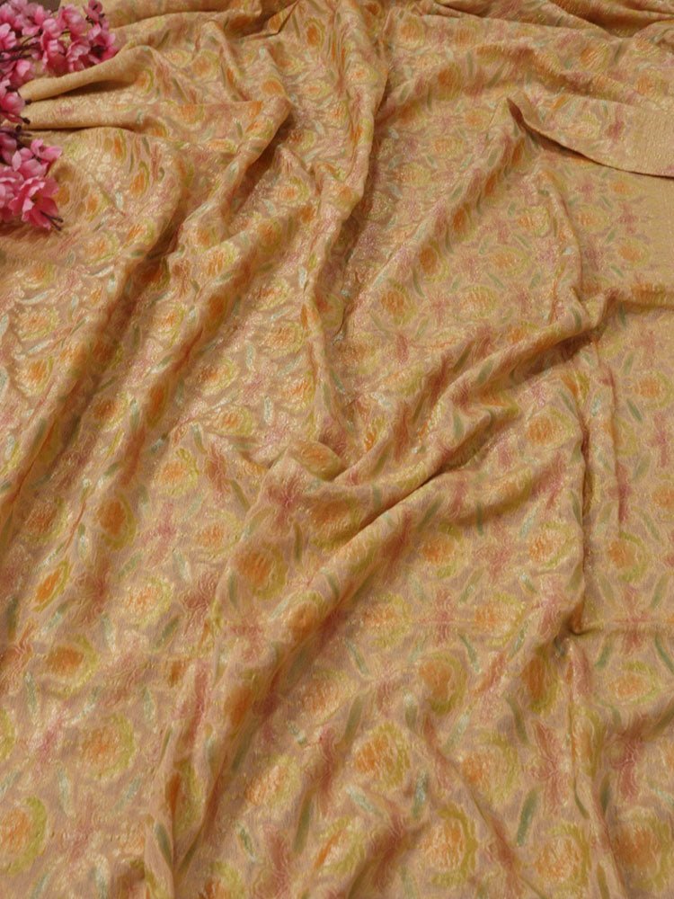 Pastel Handloom Banarasi Pure Georgette Brush Dyed Unstitched Lehenga Set - Luxurion World