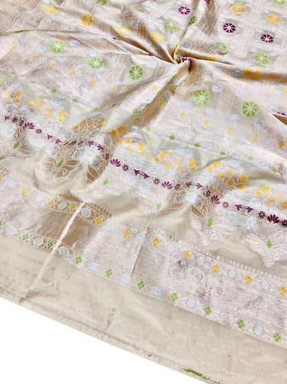 Pastel Handloom Banarasi Pure Katan Silk Three Piece Unstitched Suit Set