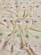 Pastel Handloom Banarasi Pure Katan Silk Three Piece Unstitched Suit Set - Luxurion World