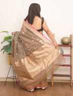 Pastel Handloom Banarasi Pure Kora Silk Sona Roopa Saree - Luxurion World