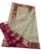 Pastel Handloom Chanderi Pure Katan Tissue Silk Saree - Luxurion World