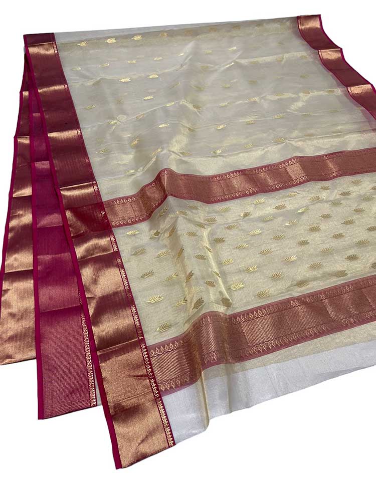 Pastel Handloom Chanderi Pure Katan Tissue Silk Saree - Luxurion World
