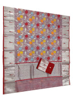 Pastel Handloom Kota Doria Real Zari Floral Deasign Saree - Luxurion World