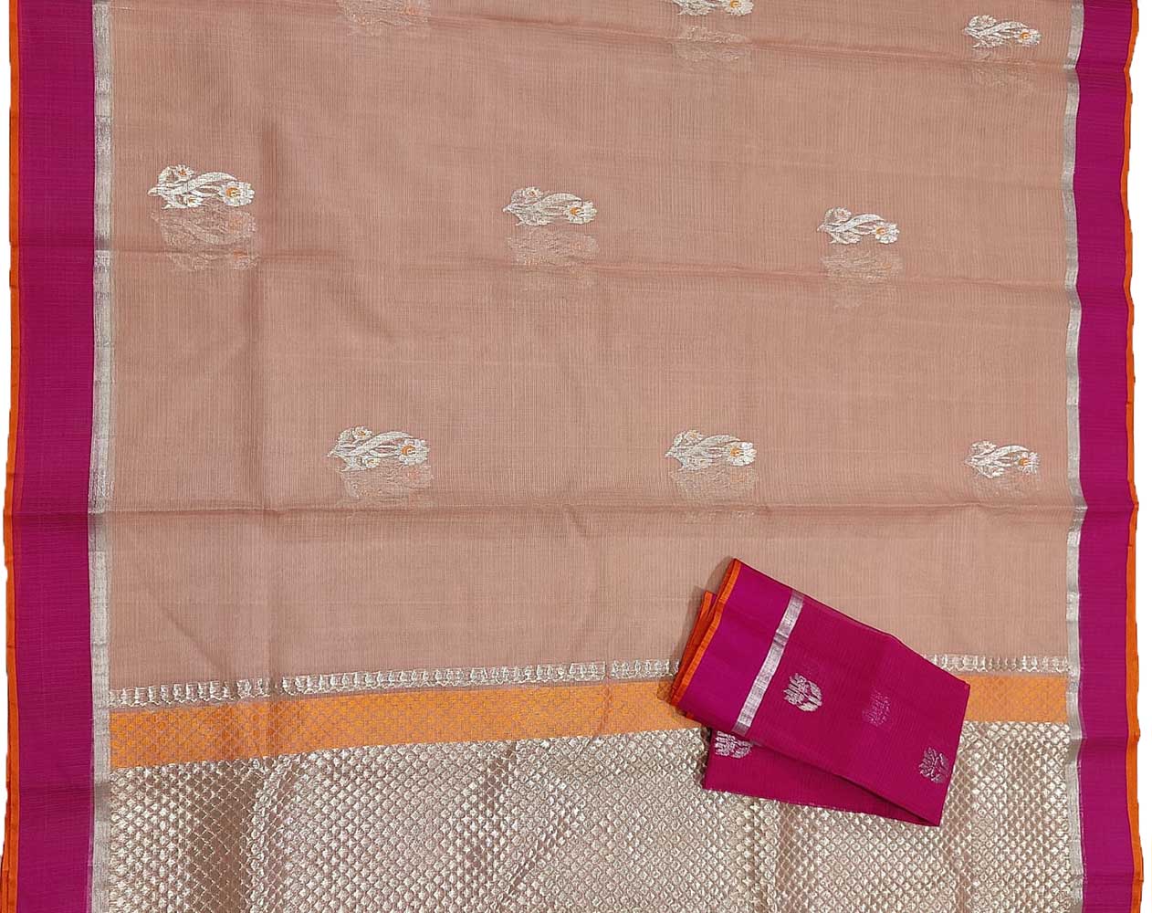 Pastel Handloom Kota Doria Real Zari Saree - Luxurion World