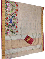 Pastel Handloom Kota Doria Tissue Silk Real Zari Paithani Border Saree - Luxurion World