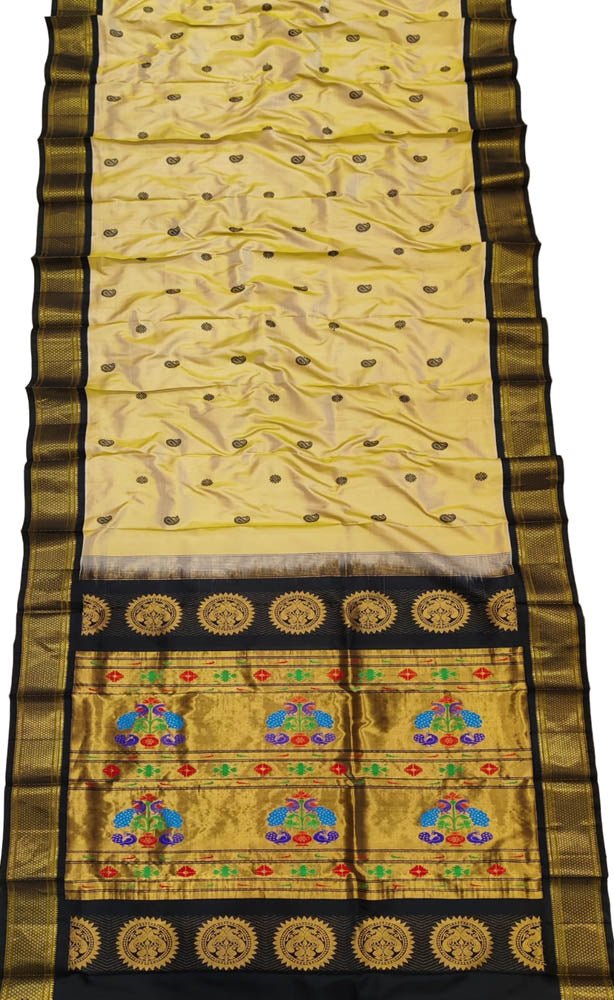 Pastel Handloom Paithani Pure Silk Peacock Design Saree - Luxurion World