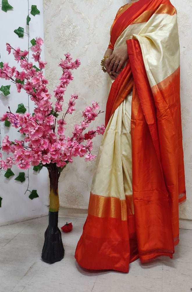 Pastel Handloom Pochampally Ikat Pure Silk Saree - Luxurion World
