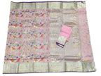 Pastel Handloom Tissue Kota Doria Real Zari Bird Design Saree - Luxurion World