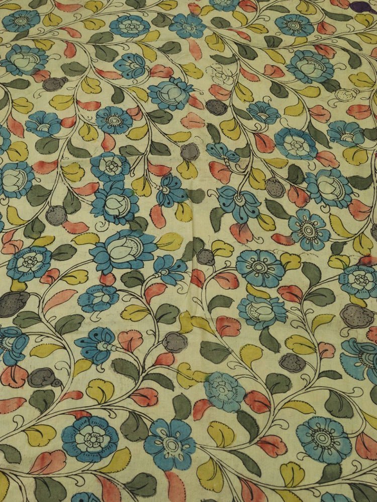 Pastel Pen Kalamkari Pure Silk Fabric ( 1 Mtr ) - Luxurion World