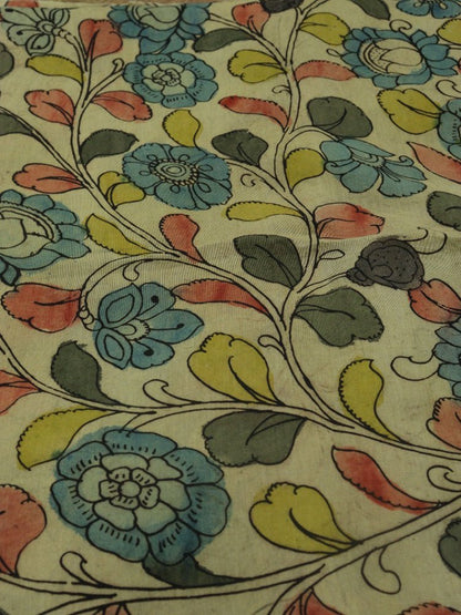 Pastel Pen Kalamkari Pure Silk Fabric ( 1 Mtr ) - Luxurion World