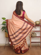 Peach Paithani Cotton Silk Saree - Luxurion World