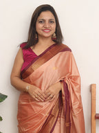 Peach Paithani Cotton Silk Saree - Luxurion World