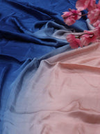 Pink And Blue Trendy Satin Silk Ombre Dye Fabric  ( 1 Mtr ) - Luxurion World