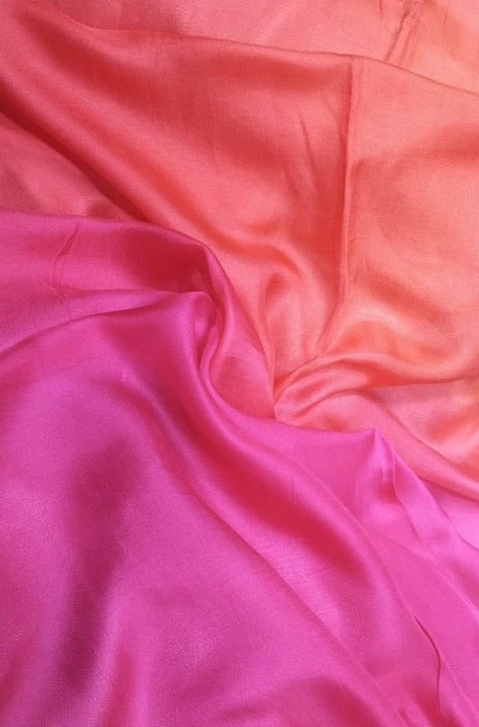 Pink And Orange Trendy Dual Tone Georgette Fabric (  1 Mtr ) - Luxurion World