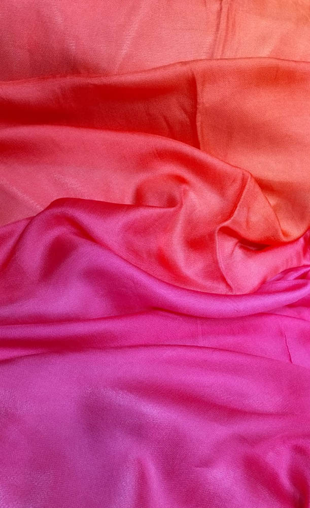 Pink And Orange Trendy Dual Tone Georgette Fabric (  1 Mtr )