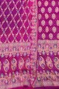 Pink And Purple Banarasi Bandhani Pure Georgette Three Piece Unstitched Suit Set - Luxurion World