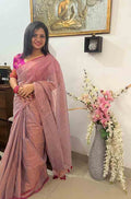 Pink And Purple Bengal Plain Tissue Cotton Saree - Luxurion World