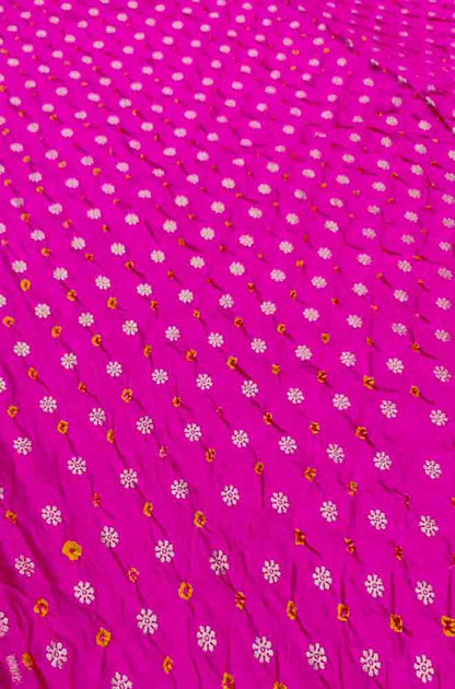 Pink Banarasi Bandhani Chiniya Silk Fabric ( 2.5 Mtr )