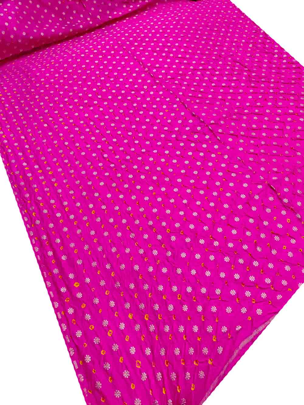 Pink Banarasi Bandhani Chiniya Silk Fabric ( 2.5 Mtr ) - Luxurion World
