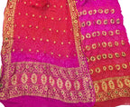 Pink Banarasi Bandhani Pure Georgette Three Piece Unstitched Suit Set - Luxurion World