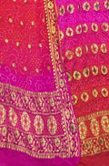 Pink Banarasi Bandhani Pure Georgette Three Piece Unstitched Suit Set - Luxurion World