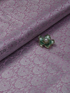 Pink Banarasi Brocade Silk Silver Zari Fabric ( 1Mtr ) - Luxurion World