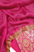 Pink Banarasi Brocade Silk Three Piece Unstitched Suit Set With Embroidered Dupatta - Luxurion World