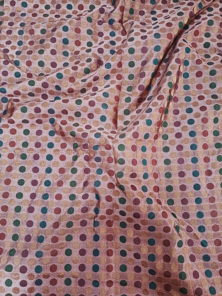 Pink Banarasi Chanderi Silk Fabric (0.9 Mtr) - Luxurion World