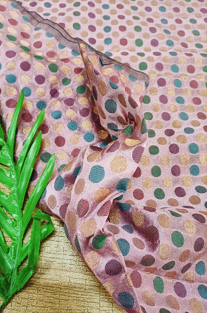Pink Banarasi Chanderi Silk Fabric (0.9 Mtr)