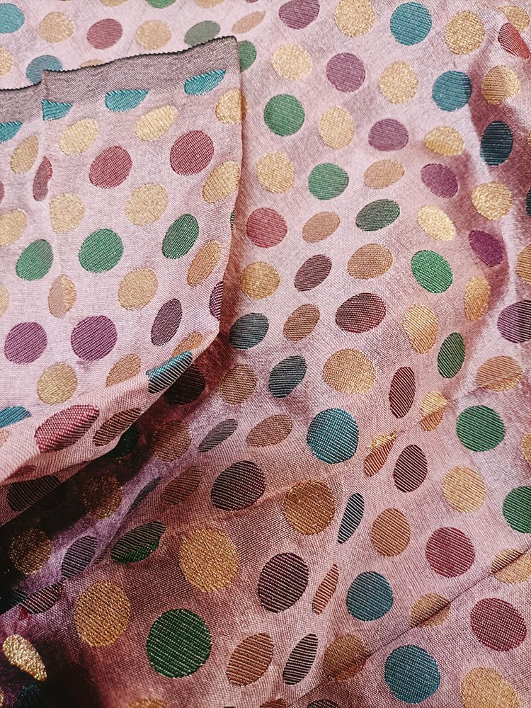 Pink Banarasi Chanderi Silk Fabric (0.9 Mtr) - Luxurion World