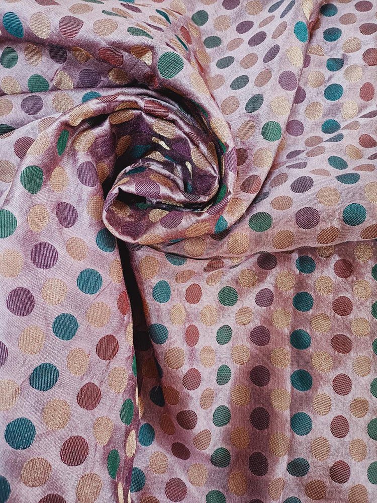 Pink Banarasi Chanderi Silk Fabric (0.9 Mtr) - Luxurion World