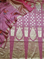 Pink Banarasi Chanderi Silk Unstitched Lehenga Set - Luxurion World