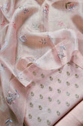 Pink Banarasi Chiniya Silk Three Piece Unstitched Suit Set - Luxurion World