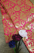 Pink Banarasi Kimkhwab Silk Fabric ( 1 Mtr ) - Luxurion World