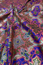 Pink Banarasi Kimkhwab Silk Fabric  ( 1 Mtr ) - Luxurion World