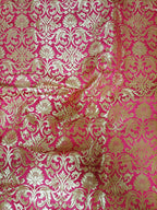 Pink Banarasi Kimkhwab Silk Fabric ( 1 Mtr ) - Luxurion World