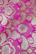 Pink Banarasi Kimkhwab Silk Meenakari Fabric ( 1 Mtr ) - Luxurion World