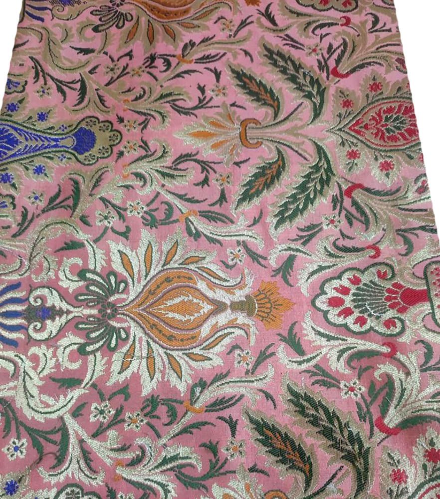 Pink Banarasi Kimkhwab Silk Meenakari Fabric ( 1 Mtr ) - Luxurion World