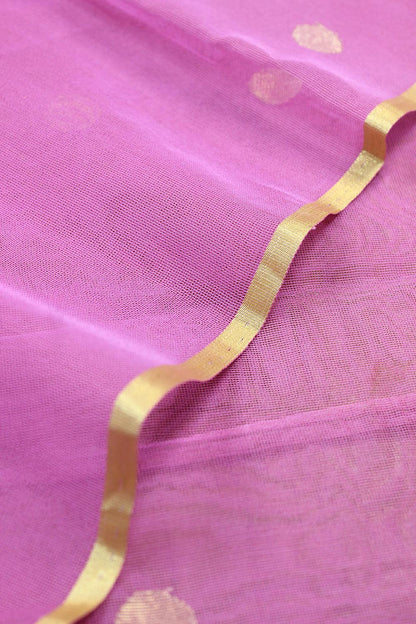 Pink Banarasi Net Booti Design Fabric ( 1 Mtr )