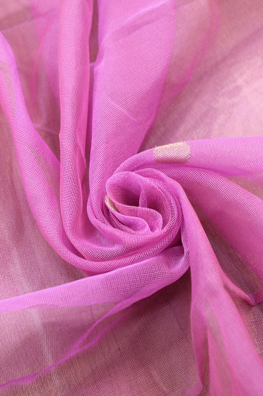 Pink Banarasi Net Booti Design Fabric ( 1 Mtr ) - Luxurion World