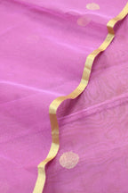 Pink Banarasi Net Booti Design Fabric ( 1 Mtr ) - Luxurion World