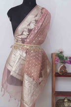 Pink Banarasi Organza Dupatta - Luxurion World