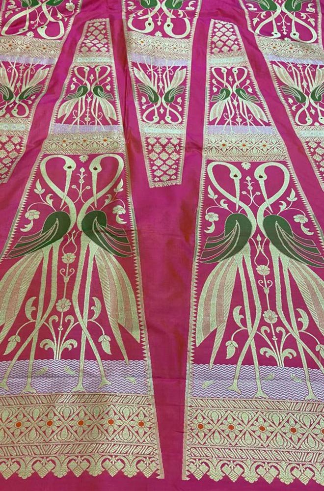 Pink Banarasi Pure Katan Silk Unstitched Lehenga Set - Luxurion World