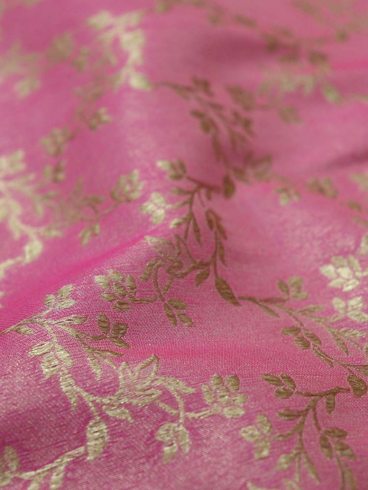 Pink Banarasi Reversible Tissue Silk Fabric ( 1Mtr )